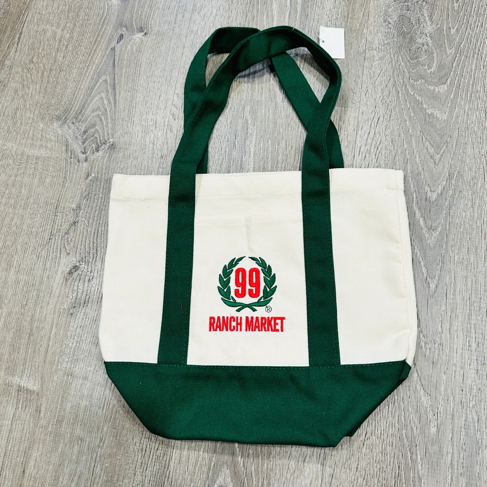 99 Ranch Market Canvas Tote Bag Green Mini Embroidered Logo Reusable Shopper